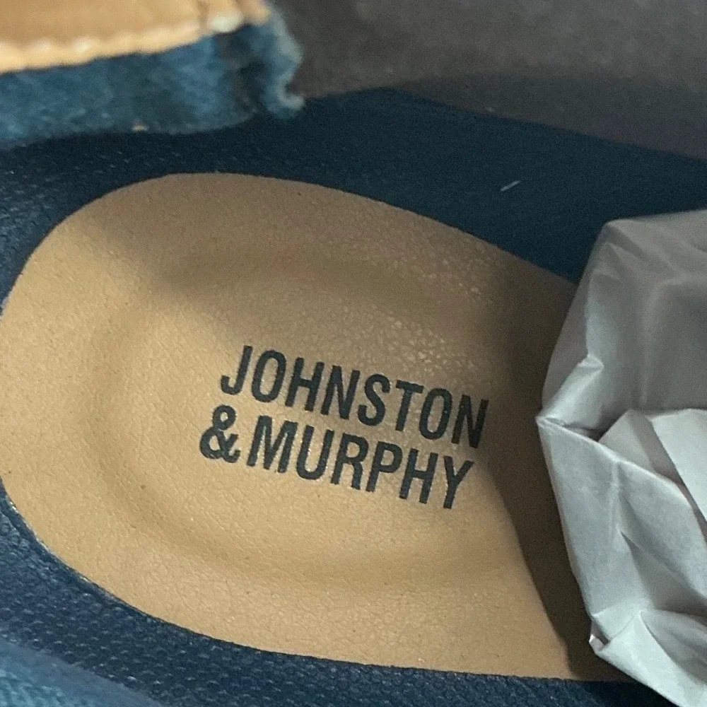 Johnston & Murphy Mens Tan Leather Chelsea Boots Burnished Almond Toe Pull On